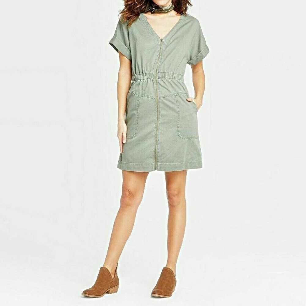 COPY - Universal Thread Army Green Zip-up Dress